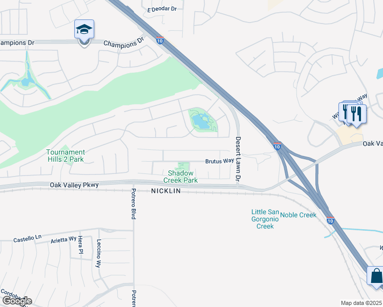 map of restaurants, bars, coffee shops, grocery stores, and more near 38057 High Ridge Drive in Beaumont
