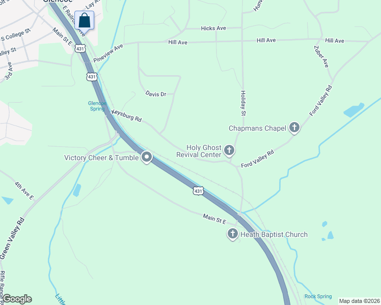 map of restaurants, bars, coffee shops, grocery stores, and more near 321 Keysburg Road in Gadsden