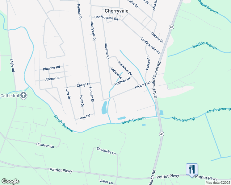 map of restaurants, bars, coffee shops, grocery stores, and more near 4273 Hickory Road in Sumter