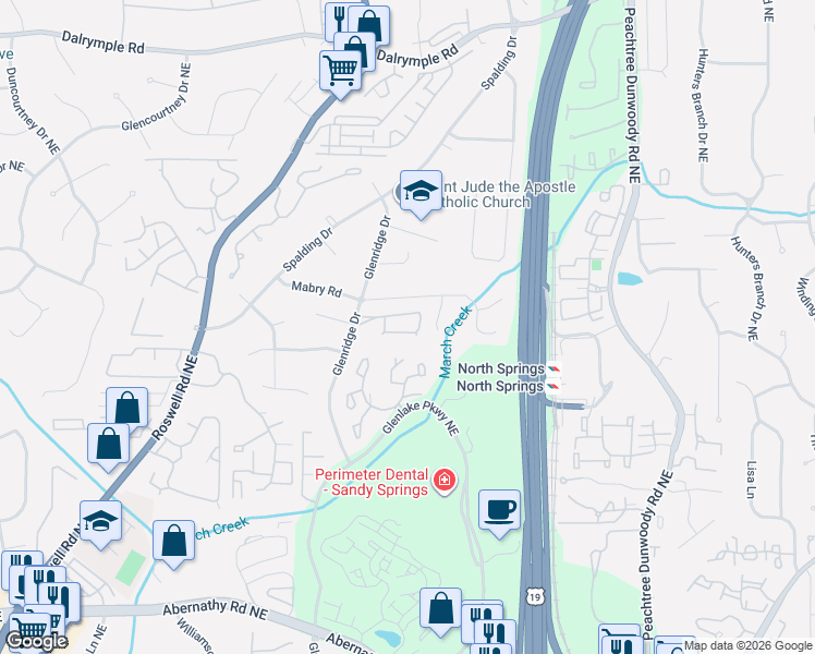 map of restaurants, bars, coffee shops, grocery stores, and more near 635 Jefferson Circle Northeast in Atlanta