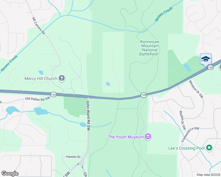 map of restaurants, bars, coffee shops, grocery stores, and more near 111 Hardage Drive Southwest in Marietta