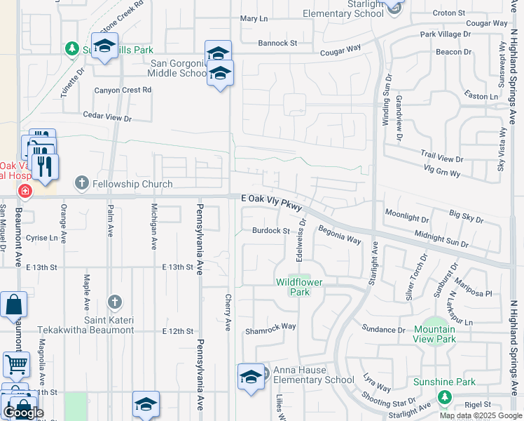 map of restaurants, bars, coffee shops, grocery stores, and more near 1335 Comfrey Leaf Drive in Beaumont