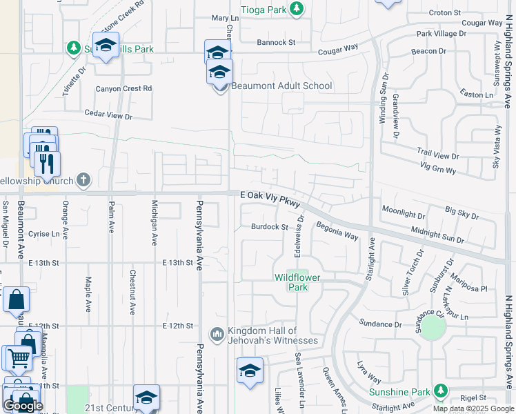 map of restaurants, bars, coffee shops, grocery stores, and more near 1331 Comfrey Leaf Drive in Beaumont