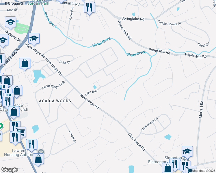 map of restaurants, bars, coffee shops, grocery stores, and more near 171 Summer Pond Trail in Lawrenceville