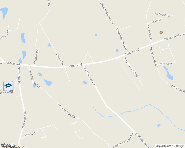 map of restaurants, bars, coffee shops, grocery stores, and more near 2098 Harbins Road in Dacula