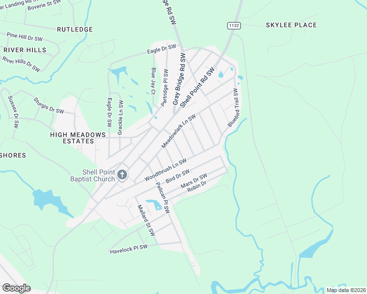 map of restaurants, bars, coffee shops, grocery stores, and more near 1458 Sparrow Place in Shallotte