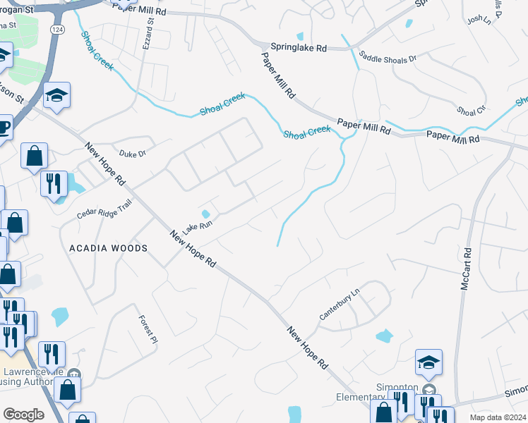 map of restaurants, bars, coffee shops, grocery stores, and more near Serenity Point in Lawrenceville