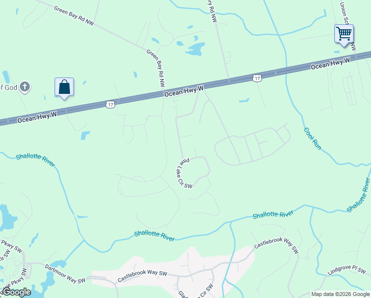 map of restaurants, bars, coffee shops, grocery stores, and more near 89 Plantation Drive Southwest in Ocean Isle Beach