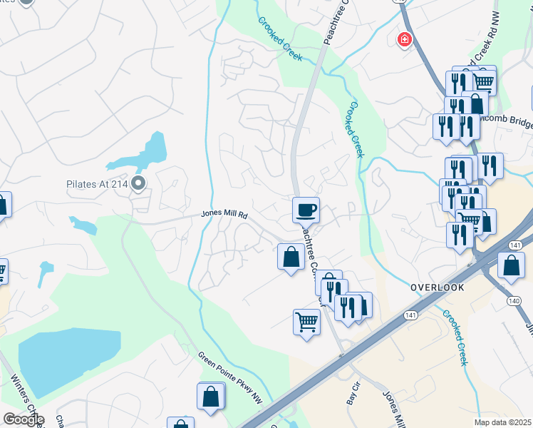 map of restaurants, bars, coffee shops, grocery stores, and more near 3425 September Morn in Norcross