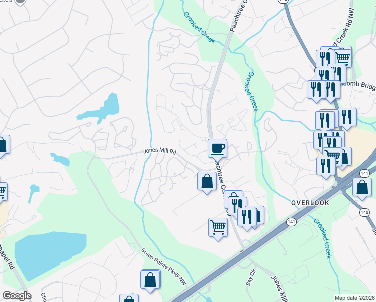 map of restaurants, bars, coffee shops, grocery stores, and more near 3427 September Morn in Norcross