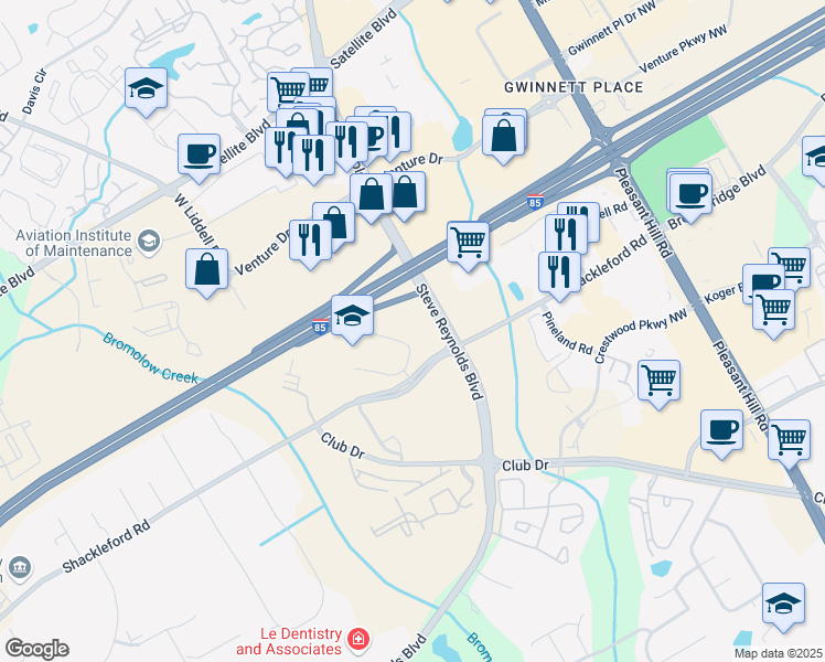 map of restaurants, bars, coffee shops, grocery stores, and more near 700 Hampton Green Northwest in Duluth