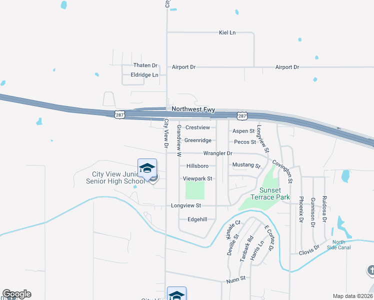 map of restaurants, bars, coffee shops, grocery stores, and more near 4320 Wrangler Drive in Wichita Falls