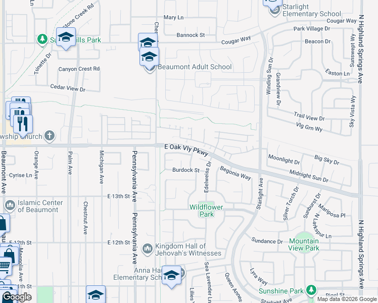 map of restaurants, bars, coffee shops, grocery stores, and more near 1356 Comfrey Leaf Drive in Beaumont