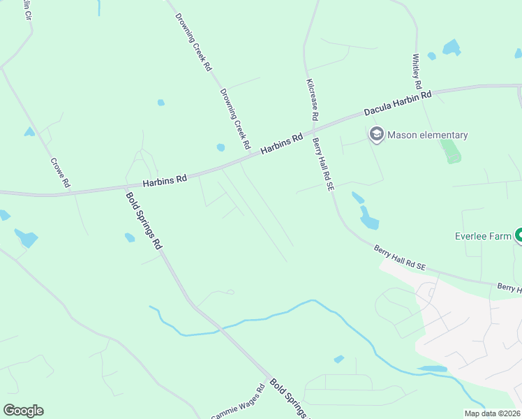 map of restaurants, bars, coffee shops, grocery stores, and more near 2141 Rosebury Park Drive Southeast in Dacula