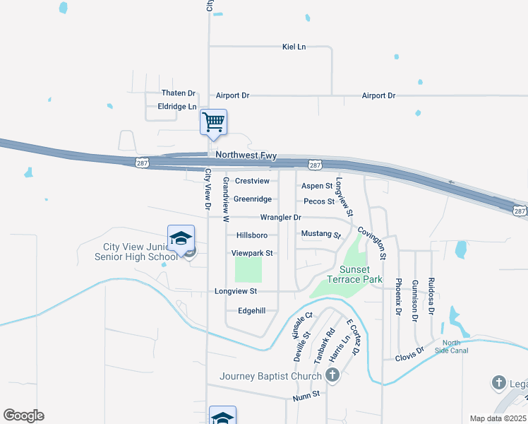map of restaurants, bars, coffee shops, grocery stores, and more near 4308 Wrangler Drive in Wichita Falls