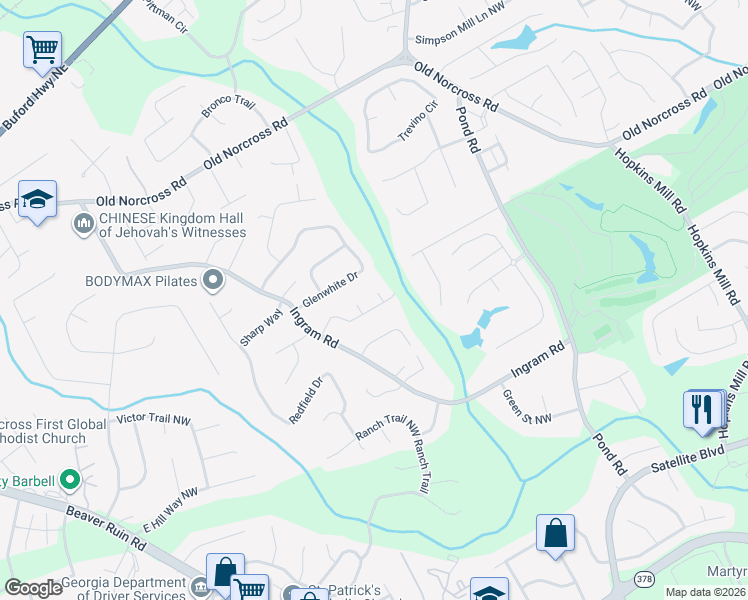 map of restaurants, bars, coffee shops, grocery stores, and more near 4847 High Forest Drive in Duluth