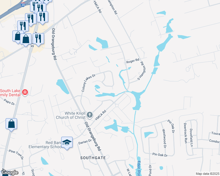 map of restaurants, bars, coffee shops, grocery stores, and more near 509 Colony Lakes Drive in Lexington