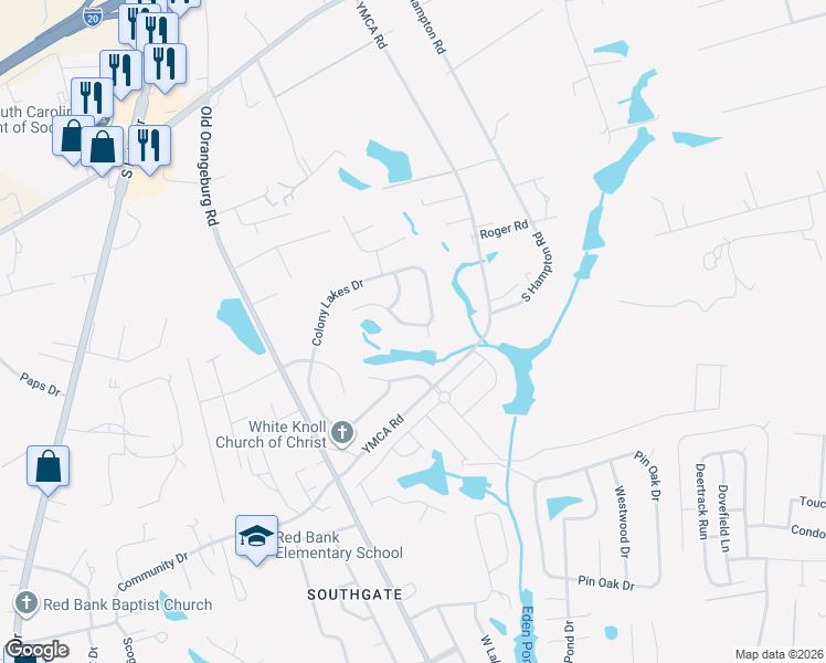 map of restaurants, bars, coffee shops, grocery stores, and more near 503 Colony Lakes Drive in Lexington