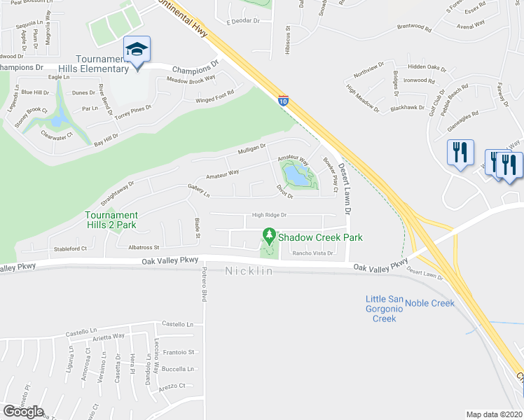 map of restaurants, bars, coffee shops, grocery stores, and more near 37738 High Ridge Drive in Beaumont