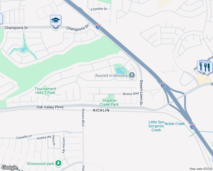 map of restaurants, bars, coffee shops, grocery stores, and more near 37738 High Ridge Drive in Beaumont