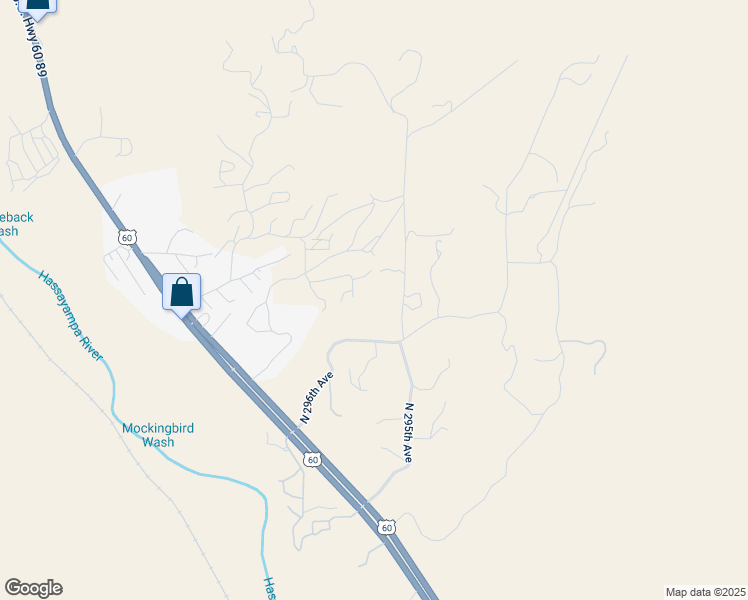 map of restaurants, bars, coffee shops, grocery stores, and more near 51130 North 295th Avenue in Wickenburg