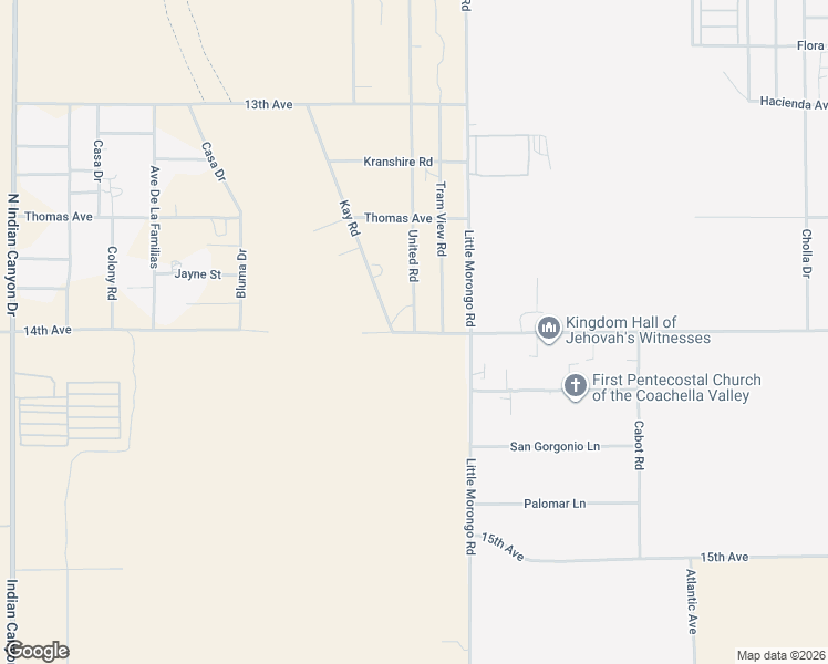 map of restaurants, bars, coffee shops, grocery stores, and more near United Road in Desert Hot Springs
