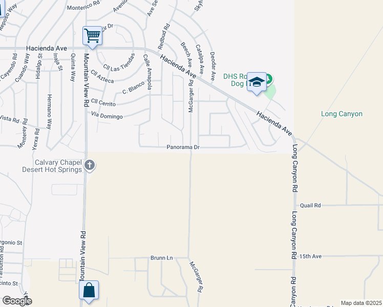 map of restaurants, bars, coffee shops, grocery stores, and more near McGarger Road in Desert Hot Springs