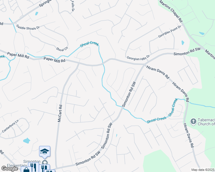 map of restaurants, bars, coffee shops, grocery stores, and more near 725 Simon Ive Drive in Lawrenceville
