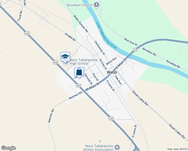 map of restaurants, bars, coffee shops, grocery stores, and more near Abbey Ave in Webb