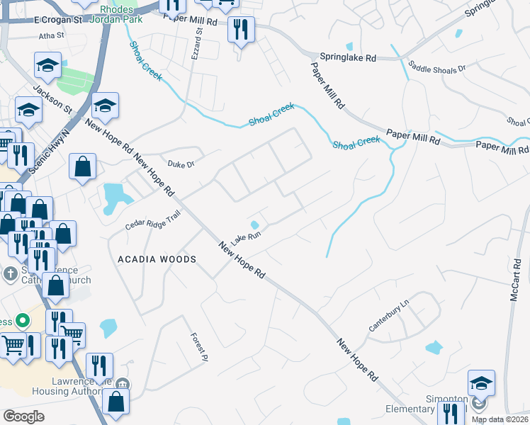 map of restaurants, bars, coffee shops, grocery stores, and more near 100 Summer Pond Trail in Lawrenceville