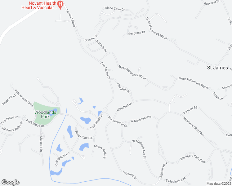 map of restaurants, bars, coffee shops, grocery stores, and more near 2814 Pine Forest Drive in Southport
