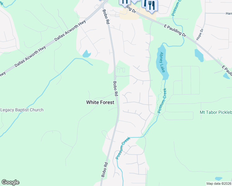 map of restaurants, bars, coffee shops, grocery stores, and more near 782 Bobo Road in Dallas