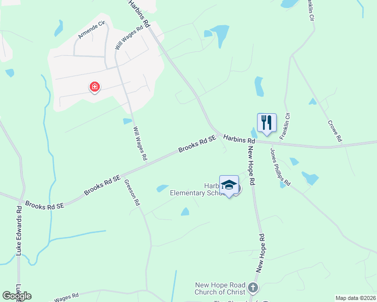 map of restaurants, bars, coffee shops, grocery stores, and more near 1762 Harbins Road in Dacula