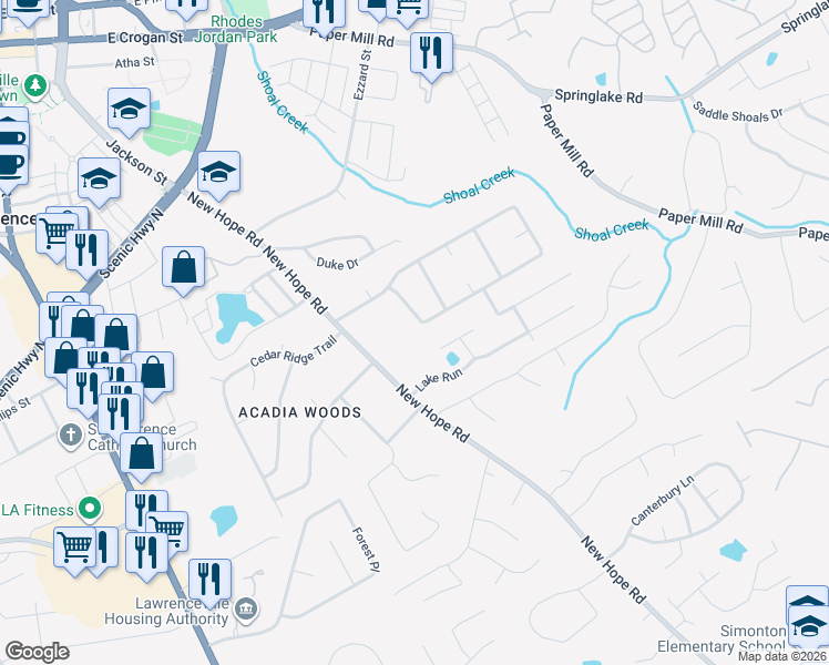 map of restaurants, bars, coffee shops, grocery stores, and more near 100 Supreme Court in Lawrenceville