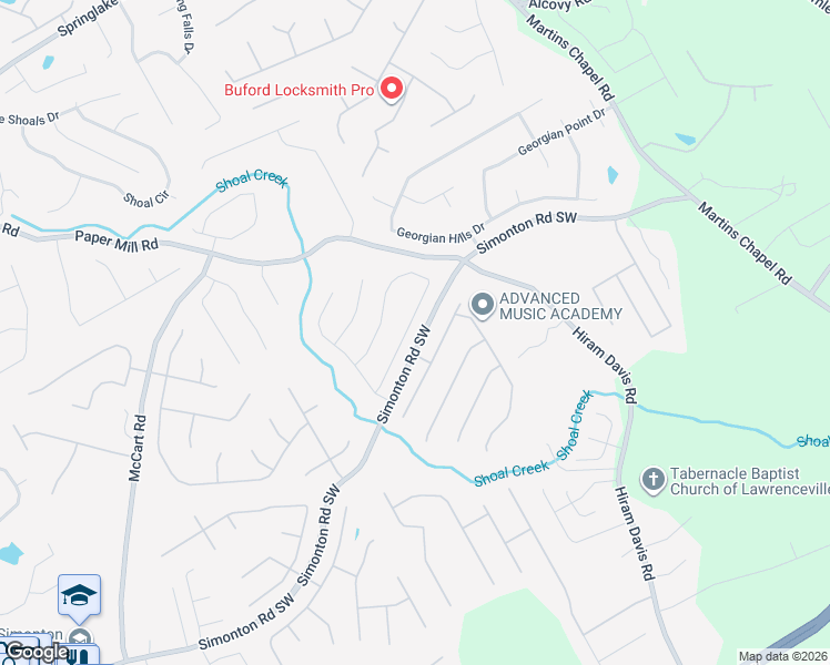 map of restaurants, bars, coffee shops, grocery stores, and more near 681 Simon Park Circle in Lawrenceville