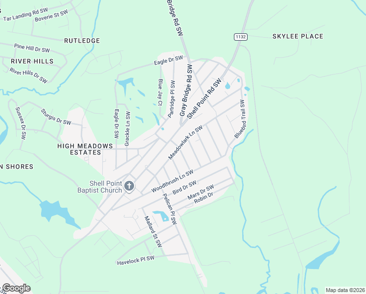 map of restaurants, bars, coffee shops, grocery stores, and more near 1458 Sparrow Place in Shallotte