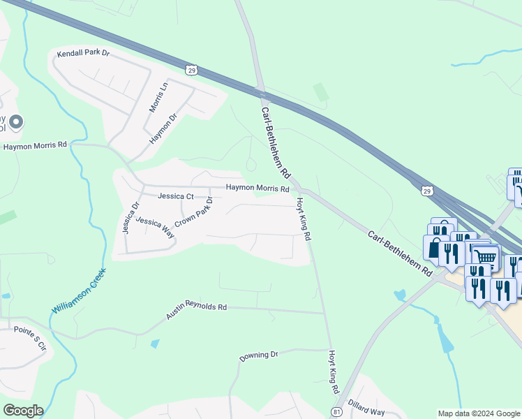 map of restaurants, bars, coffee shops, grocery stores, and more near 712 Kings Court in Bethlehem