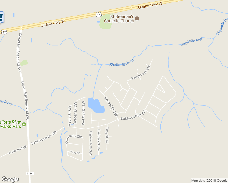 map of restaurants, bars, coffee shops, grocery stores, and more near 376 Gallinule Drive Southwest in Shallotte