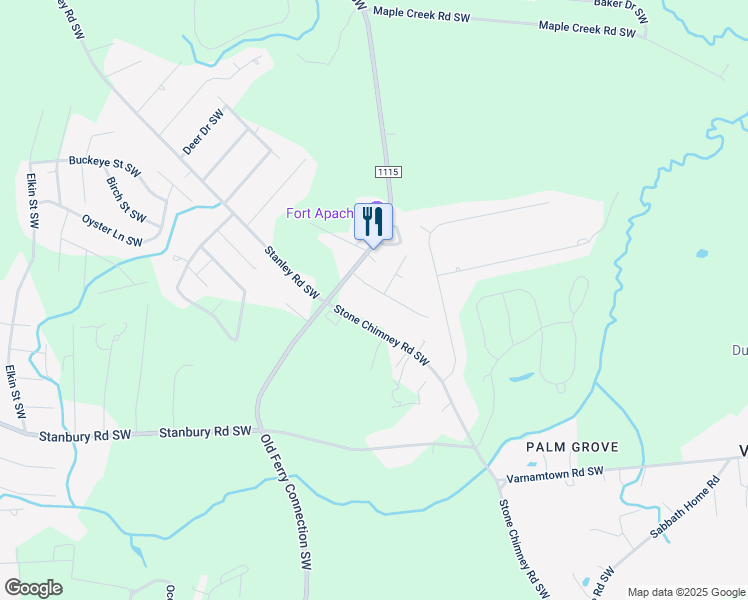 map of restaurants, bars, coffee shops, grocery stores, and more near 2387 Leonard Road Southwest in Brunswick County