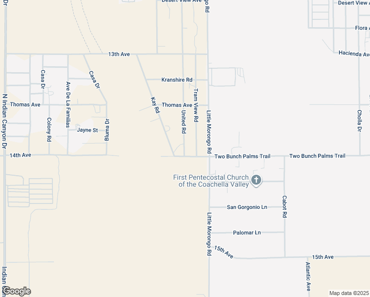 map of restaurants, bars, coffee shops, grocery stores, and more near United Road in Desert Hot Springs