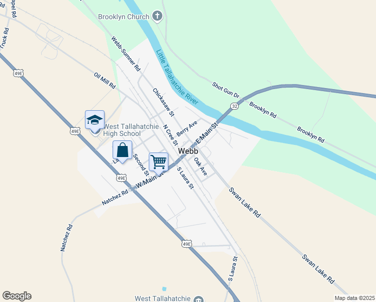 map of restaurants, bars, coffee shops, grocery stores, and more near in Webb