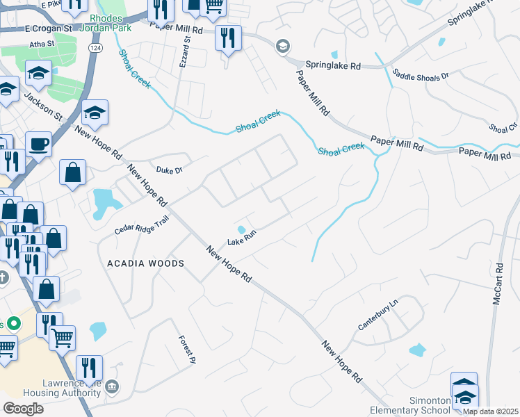 map of restaurants, bars, coffee shops, grocery stores, and more near 190 Supreme Court in Lawrenceville