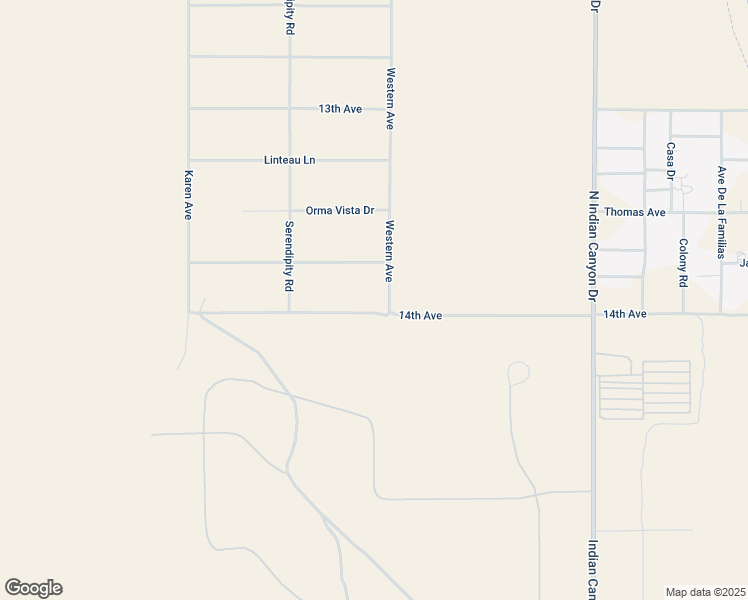 map of restaurants, bars, coffee shops, grocery stores, and more near Western Avenue in Desert Hot Springs