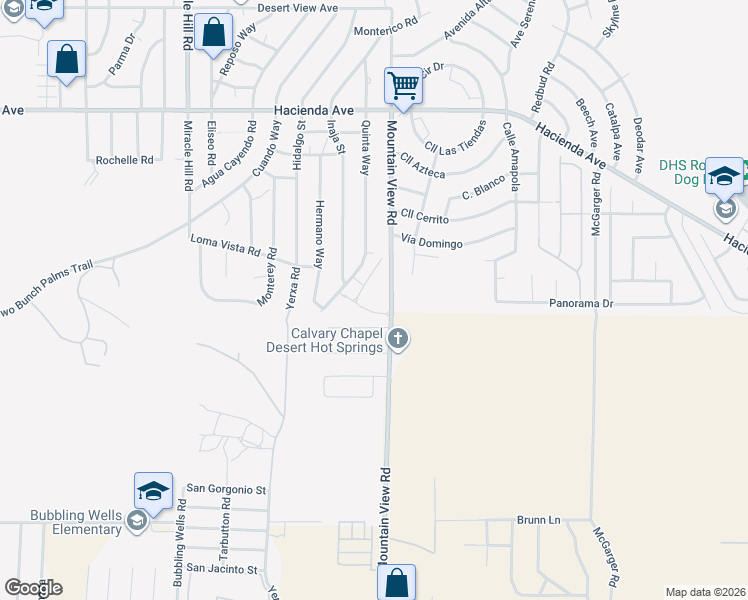 map of restaurants, bars, coffee shops, grocery stores, and more near 13836 Quinta Way in Desert Hot Springs