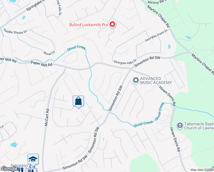 map of restaurants, bars, coffee shops, grocery stores, and more near 991 Simon Park Circle in Lawrenceville