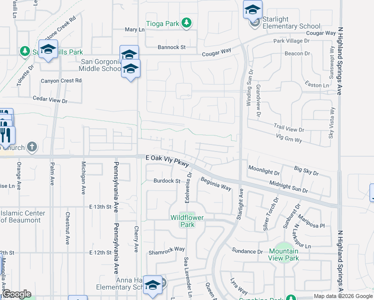 map of restaurants, bars, coffee shops, grocery stores, and more near 1424 Misty Lane in Beaumont