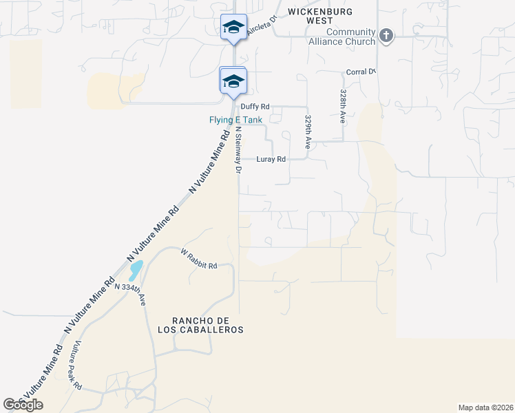 map of restaurants, bars, coffee shops, grocery stores, and more near 1910 West Manrad Drive in Wickenburg