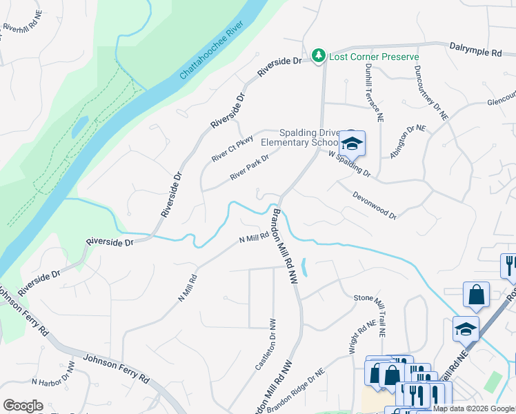 map of restaurants, bars, coffee shops, grocery stores, and more near 7075 Canonbury Place in Atlanta
