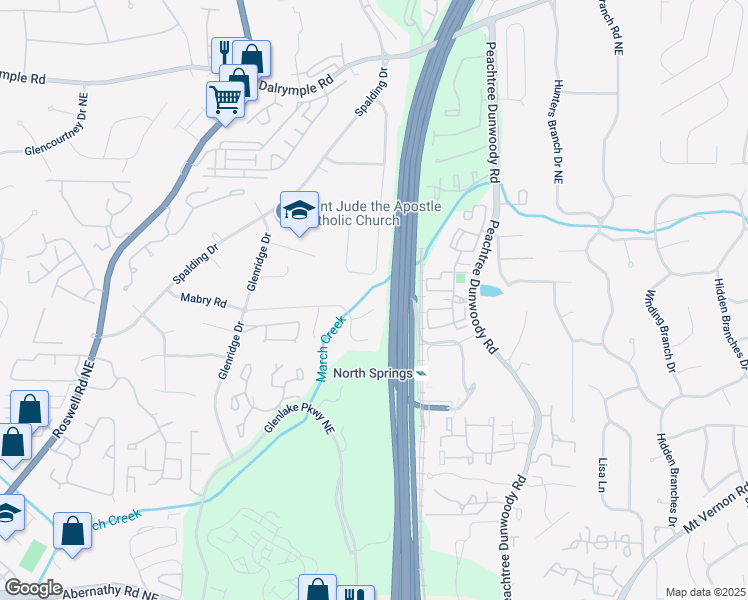 map of restaurants, bars, coffee shops, grocery stores, and more near 230 Wessex Court Northeast in Atlanta