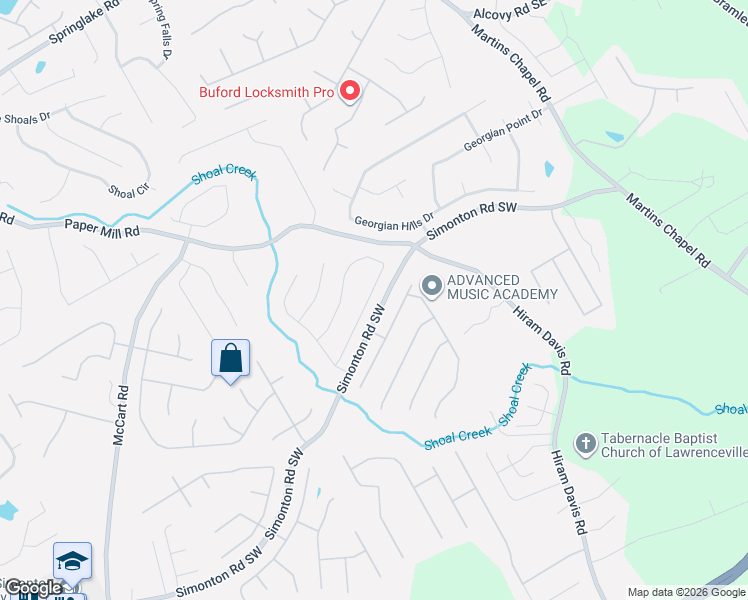 map of restaurants, bars, coffee shops, grocery stores, and more near 752 Simon Park Circle in Lawrenceville